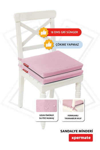XPERMATE 2-Piece Zippered Chair Cushion - Water Repellent Fabric, 40X40 Cm, Pink Sponge Laces