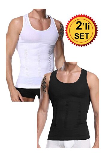 MYS GRUP TEKSTİL 2'Limen's Body Shaper Belly Tightener Slimming Firming Breathable Tank Top Corset