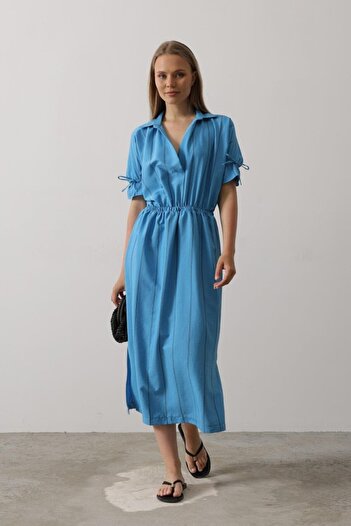 buğrahayalin Elastic Waist Dress - Blue