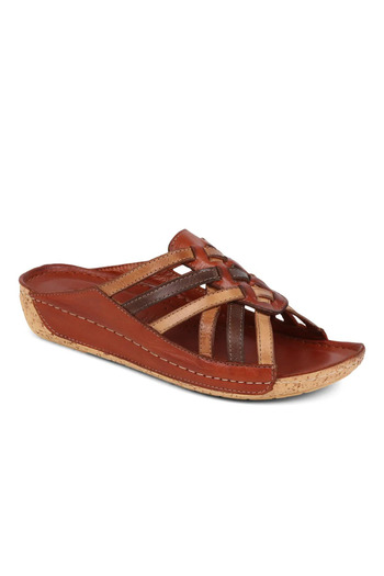 İNZE AYAKKABI Multicolored Genuine Leather Slippers - Model Name: Nalia