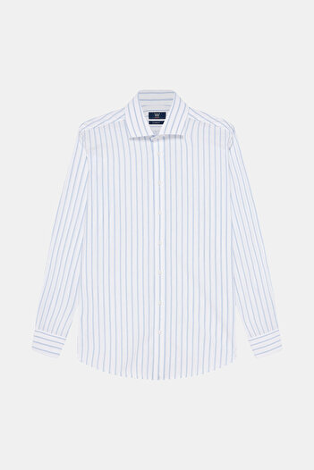 W Collection BEYAZ UZUN KOLLU ÇİZGİLİ GÖMLEK