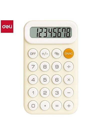 Deli TE10 8-Digit Mini Calculator with Skin-Friendly Keys, Manual Off & Ultra-Light Design - Neon Ye
