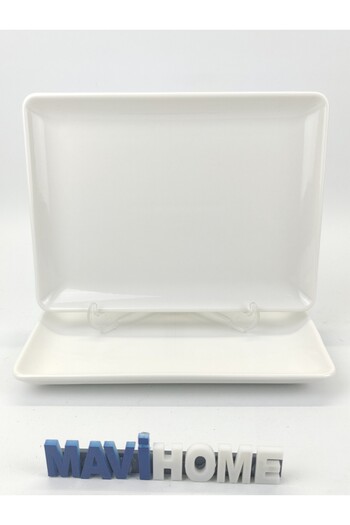 MAViHOME Tan Serisi 23 x 18 Cm Düz Krem Dekorsuz Kayık Tabağı 2 Li