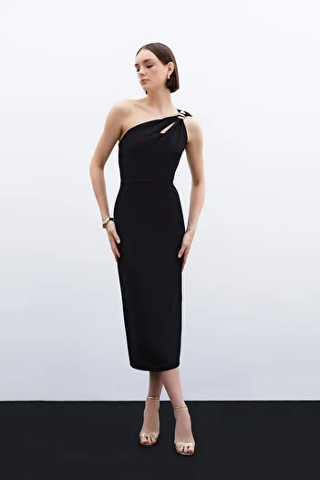 Sateen Black Accessory Dress