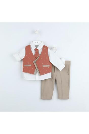 Babyhola 4-Piece Tie-Up Vest Shirt Pants Baby Boy Children's Festive Bottom Top Suit 15061