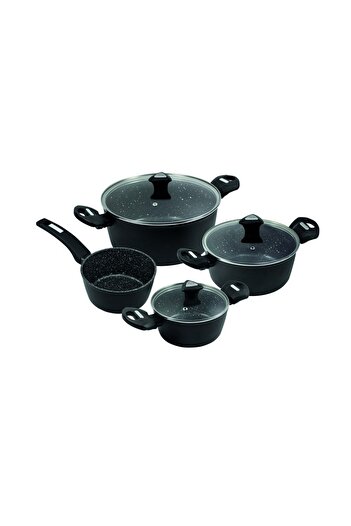Carl Schmidt Sohn Carl Schmidt Sohn-Marburg pot set, forged aluminum, 16/20/24cm, black, 7 pieces