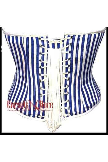 Generic Fashion Halima Women's Royal Blue and White Striped Polyester Corset