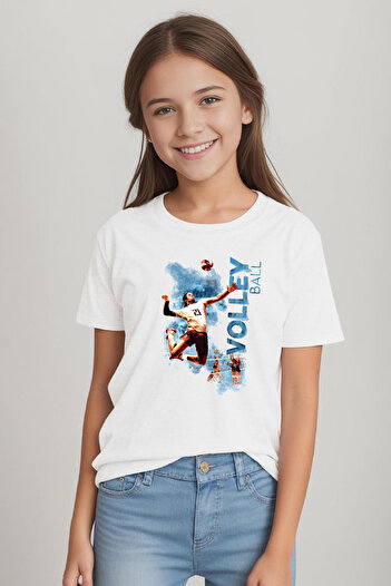 makiteks Bumbac pieptănat Fată Băiat Unisex Tricou imprimat Tricou 5 6 7 8 9 10 11 12 13 14 ani Volei04