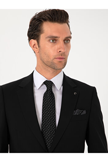 Cacharel Siyah Slim Fit %100 Yün Klasik Takım Elbise 50306038-VR046