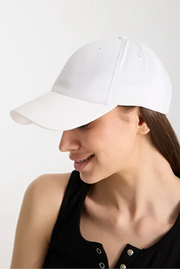Moda Days Women's White Basic Adjustable Baseball Cap with Velcro Back