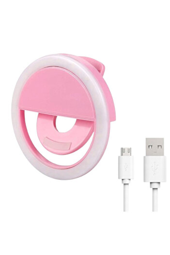 REDz Accessories LED Ring Light for Selfie/Video/Live, Phone Clip, RK-12, Pink