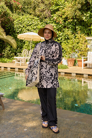 Starinci Mayo Parachute Kangaroo Model Full Covered Black and White Swimsuit