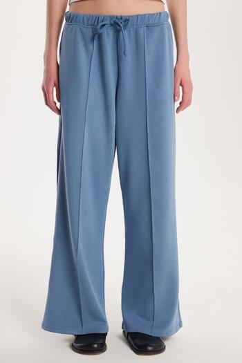 Tudors Women's Modal Fabric Slim Fit Slim Fit Elastic Waist Lace up Blue Trousers