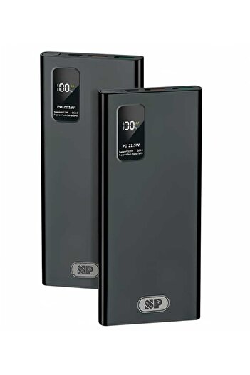 SP 10000mAh Wireless Power Bank with 1 USB C Port and 2 USB A Ports, 22.5W, Black