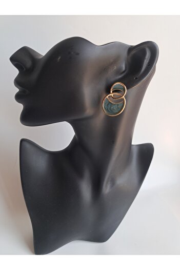 BHR AKSESUAR Turquoise Pearlescent Round Earrings