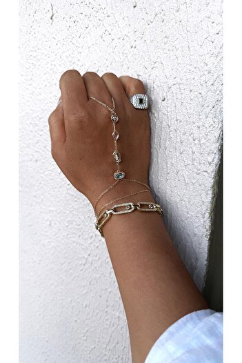 neslyaccessories 14K Altın Kaplama Renkli Taşlı Şahmeran (Gold)