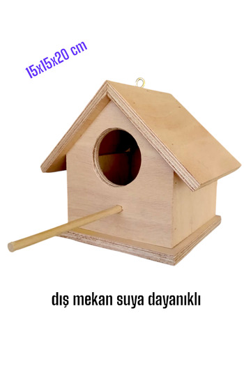 değerli hobi Wooden Beech Bird Nest Birdhouse Outdoor Water Resistant 15x15x20 Cm