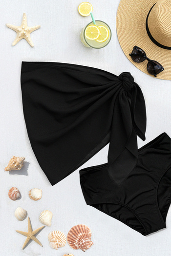 Trendyol Curve Black Plain Pareo 2-Piece Plus Size Bikini Set Tbbss25Cr00003