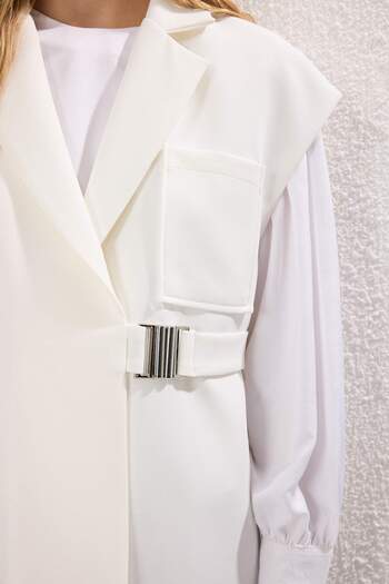 Trendyol Modest Λευκό υφασμάτινο γιλέκο με διπλό κλείσιμο με πόρπη TCTAW25YL00004
