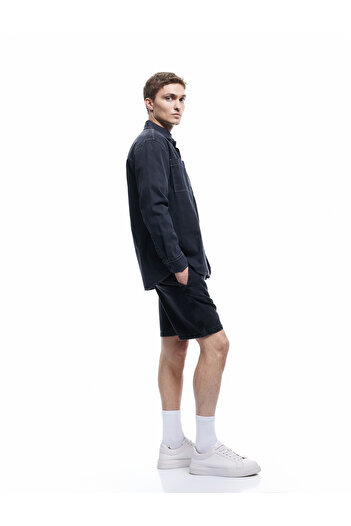 Koton Βαμβακερό τζιν σορτς Oversize - Βερμούδα με λεπτομέρεια στην τσέπη