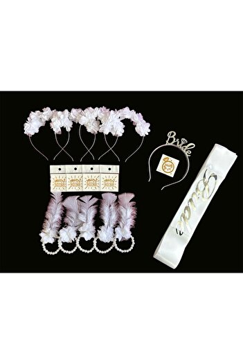 AYS Bride Tobe Crown, Sash, Tattoo, Bridesmaid Crown and Bridesmaid Bracelet Set 16 Pieces