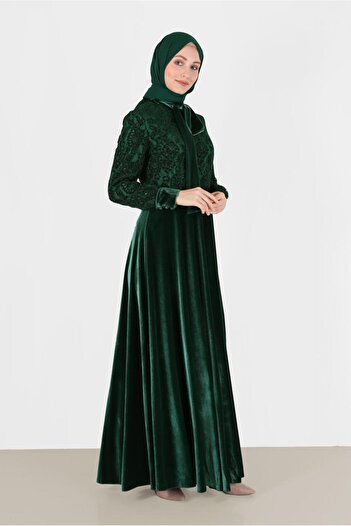 Alvina Shiny Velvet Dress with Lapel Neck 40239