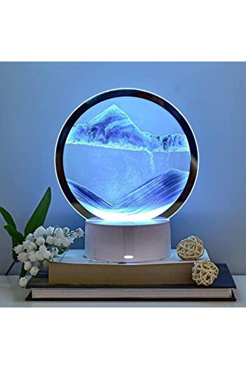 Generic Creative USB Sand Painting Desk Lamp with Moving Sand Art for Office Ambient and Decorative Lighting