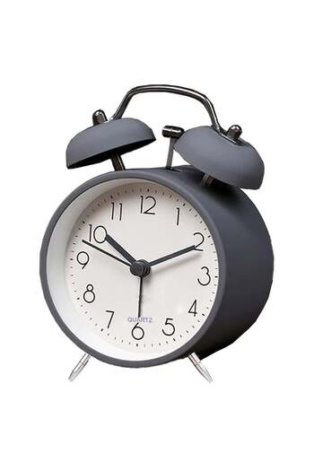 PUFO Prime table alarm clock with dial lighting button, metallic, 15 cm, gray