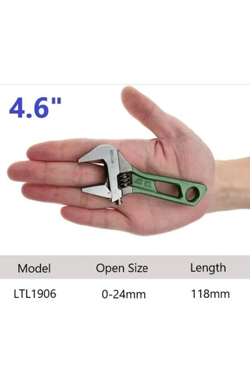 Choice1 118mm Adjustable Wrench Large Opening Short Handle Mini Monkey Spanner Laser Scale Rubber Wrapped Ke