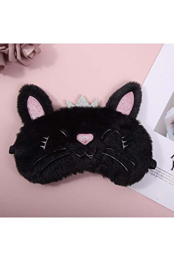 PUFO Sleeping or travel mask, with removable gel, Pufo Kitty, 20 cm, black