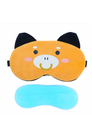 PUFO Sleeping or travel mask, with removable gel, Pufo Happy Piggy, 20 cm, brown