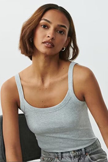Madmext Gray Corded Look Strappy Basic Athlete Mg2236