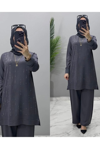 ÇAĞLA KURT Women's Rhinestone Crystal Fabric Suit