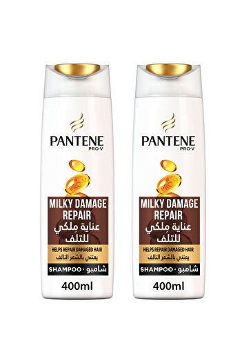 Pantene Pro-V Milky Damage Repair Shampoo 2x400ml – Nourishes, Repairs & Strengthens Damaged Hair