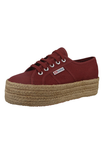 Superga Schuhe Damen Sneaker 2790 Cotu Plateau Espadrille Weinrot Oxblood