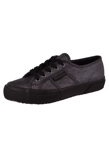 Superga Damen Low Sneaker 2750 Lame Low Top S001820 Schwarz A14 Total Black Kunstleder