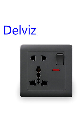 DELVIZ 110-250V gray Wall Power socket panel 13A International standard Universal 5 Hole Switched co