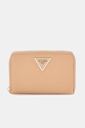 Guess Laurel Slg Medium Zip Around Women's Beige Wallet Swzg8500140-Bei