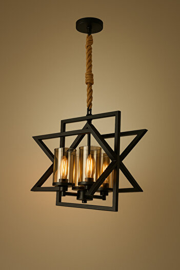 qwell Modern Black Quad Pendant Light E27