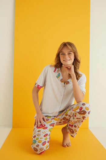 ELİTOL Viscose Buttoned Pajama Set
