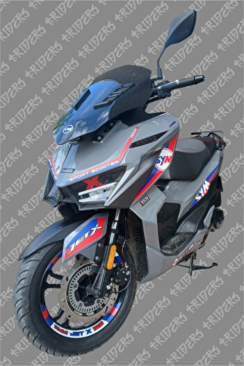 TRİDERS Sym Jet X 125 Detay Kaplama Sticker + Jant Şeridi Set (Hava Kanallı Cast Folyo baskı +Laminasyon)
