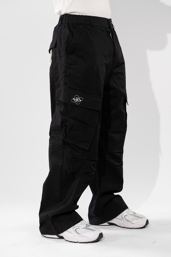 FLFXI Black Loose Pants with Side Pockets