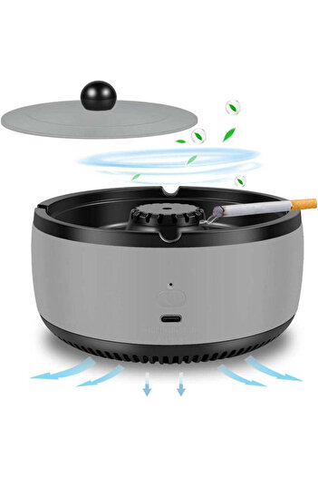 Velixo Electric Ashtray with Lid, Negative Ion Air Purifier, Odor Eliminator, Air Filter, Auto Shutoff