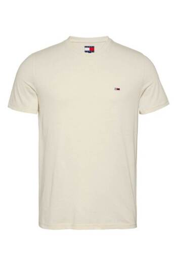 Tommy Jeans - Slim Fit T-Shirt from Organic Cotton, Beige, Size L