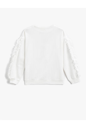 Koton Frilly Printed Sweatshirt Crew Neck Cotton