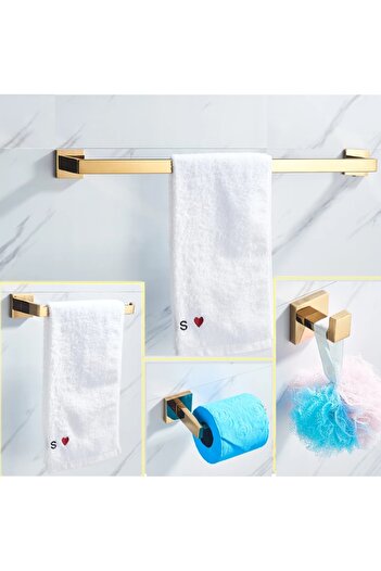 Blackswan Design Bathroom accessories set, Blackswan, Type M6, 4 pieces, shiny gold model, size 60 cm