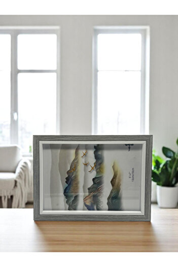 CİHO 13×18 cm Glass Wooden Decorative Contrast White Detailed Photo / Memory Frame