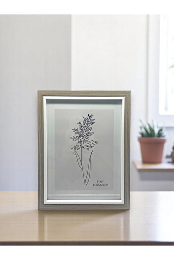CİHO 15×20 Cm Camlı Ahşap Dekoratif Kontrast Beyaz Detaylı Fotoğraf / Anı Çerçevesi