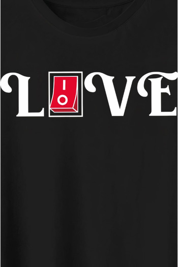 MODA Mrpurple Special Design Love Printed T-Shirt for Valentine's Day - Black