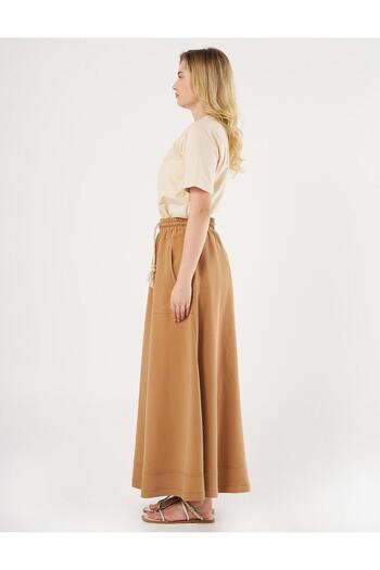 Kayra High Waist Skirt with Bag Pocket Tobacco